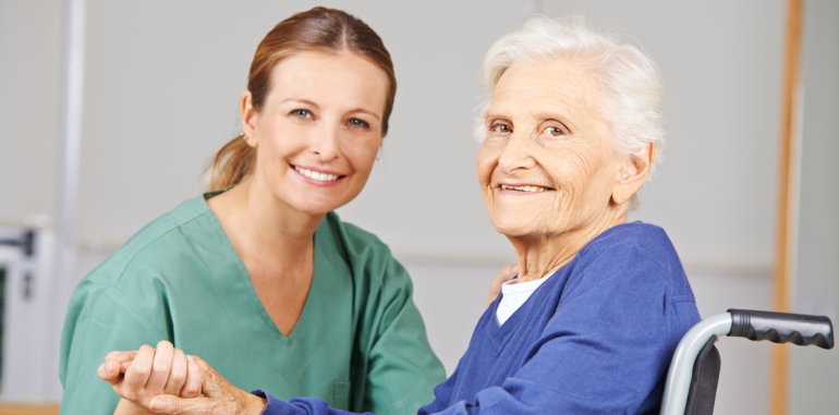 nurse and elderly woman