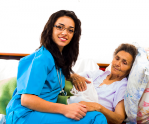 nurse and elderly woman